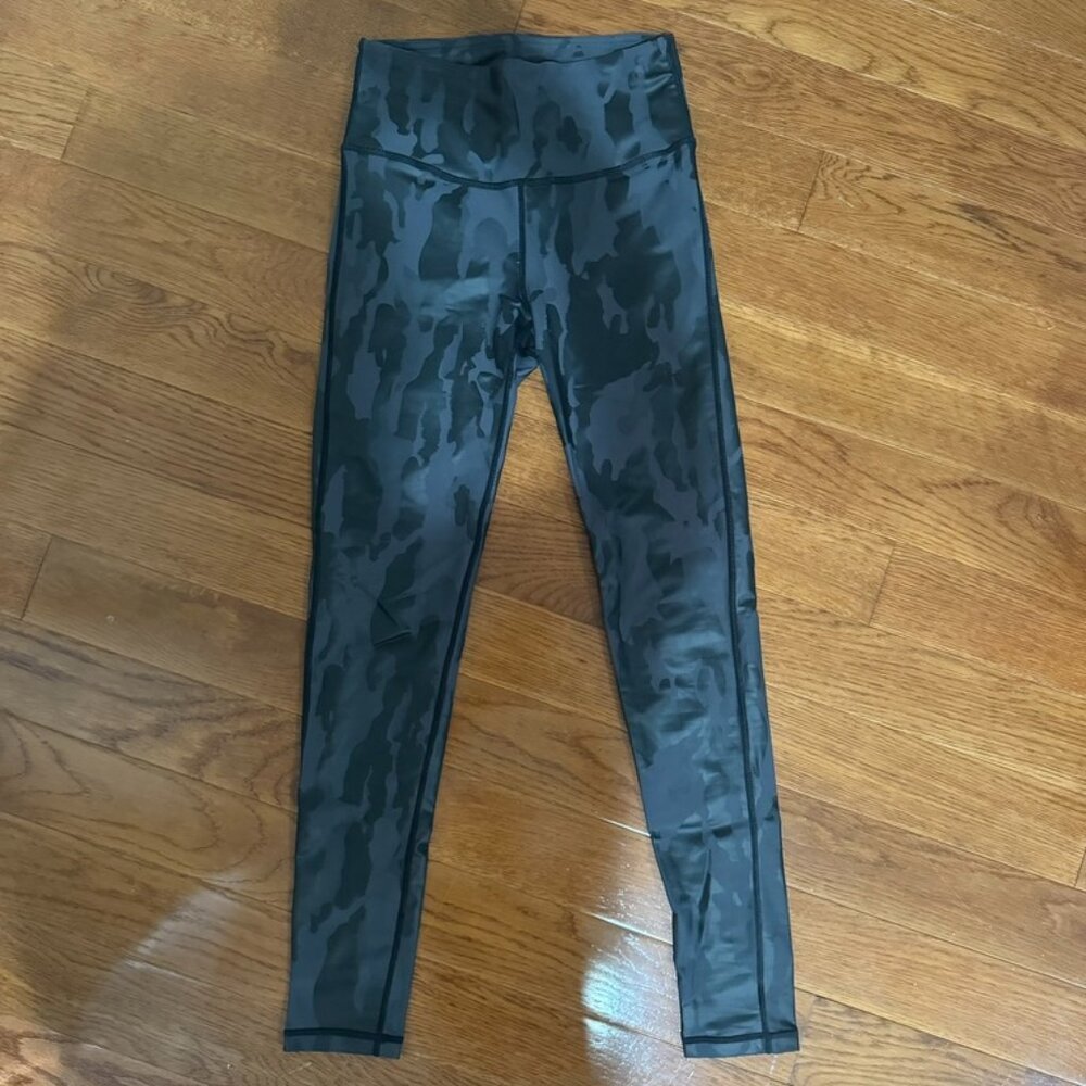 Black Camo Print Shiny High Waisted Leggings